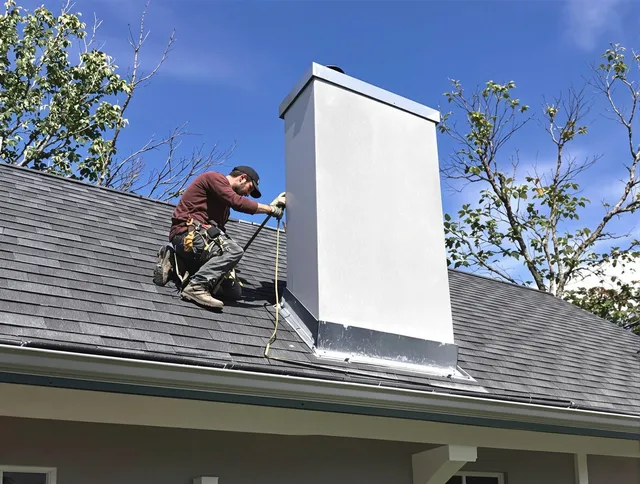 Windsor Locks Chimney Sweep team member finishing chimney construction in Windsor Locks, CT