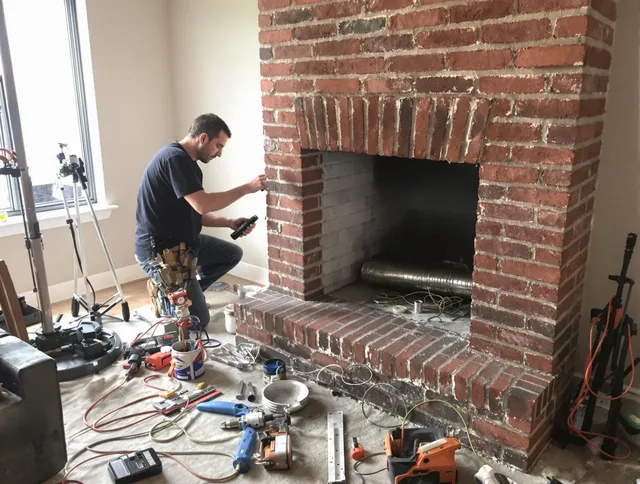 Windsor Locks Chimney Sweep specialist finalizing chimney liner service in Windsor Locks, CT