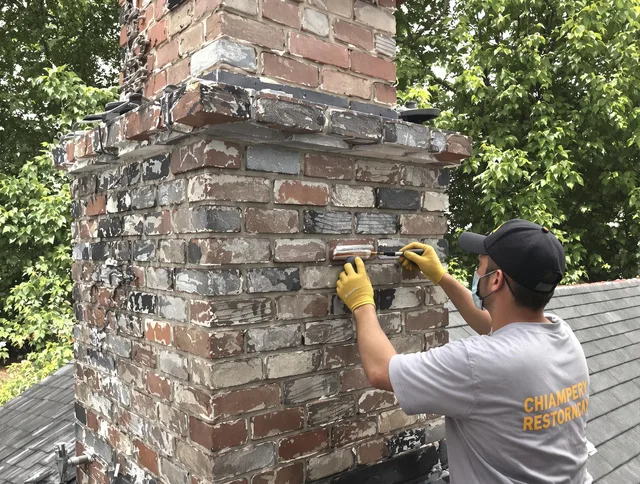 In-progress chimney restoration by Windsor Locks Chimney Sweep in Windsor Locks, CT