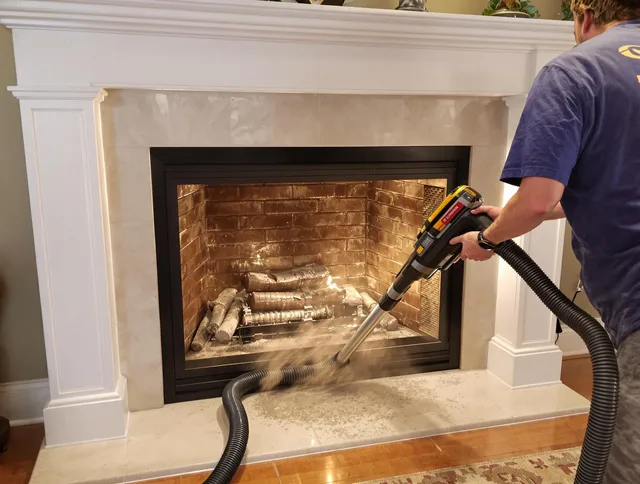 Fireplace cleaning performed by Windsor Locks Chimney Sweep in Windsor Locks, CT